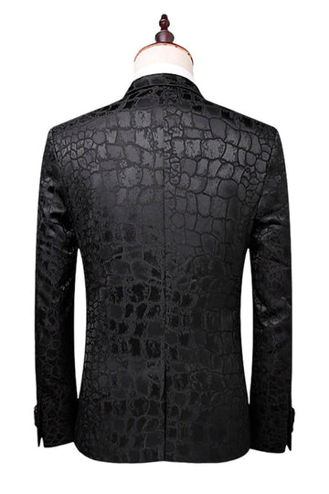 Black Texture Peak Lapel 2 Piece Prom Suits